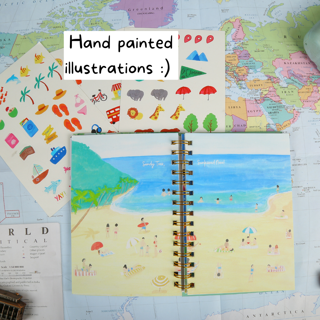 Inside the travel planner: hand painted illustrations