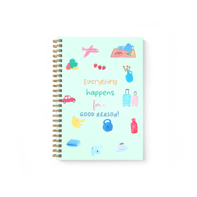 Everything happens for a reason spiral notebook
