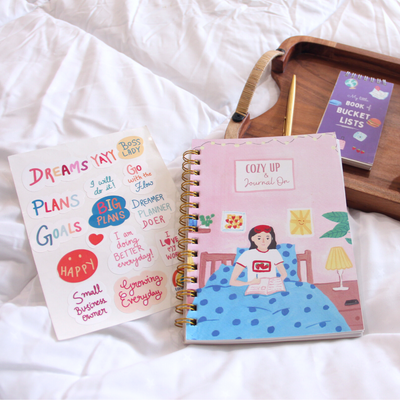 Gratitude Bundle - Cozy Up Journal, Bucket List notepad and Stickers