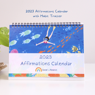 2023 affirmations calendar with habit tracker