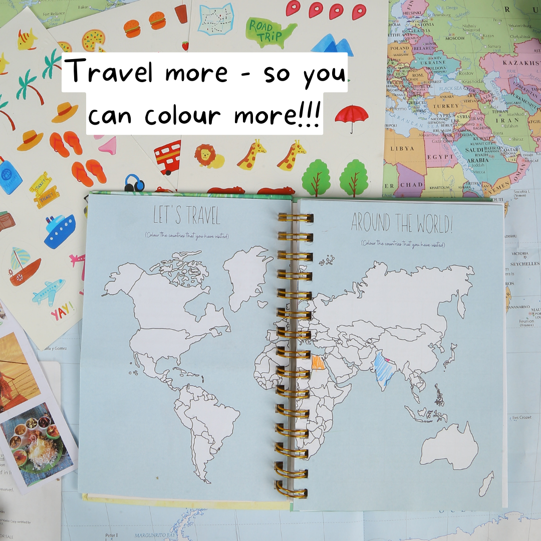 Inside the travel planner: Color-able map of the world
