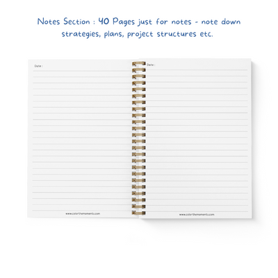 Inside the Daily work planner: notes sections