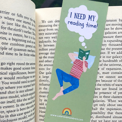 I need my reading time bookmark: Size : 56 x 154 mm, Thickness : 350 gsm, Same print both sides.