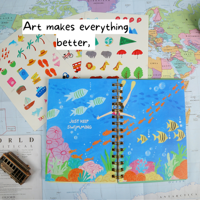 Inside the travel planner: hand painted illustrations