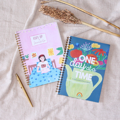 Self-growth bundle: Cozy up gratitude journal and one day at a time journal