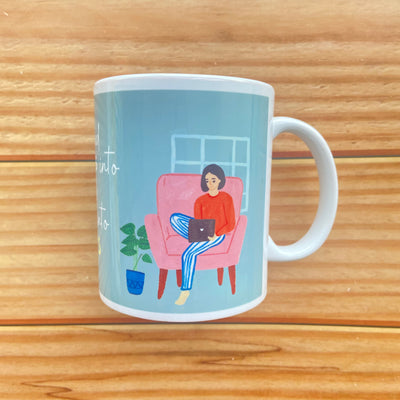 Dreams into Plans colorful, ceramic coffee mug, side angle