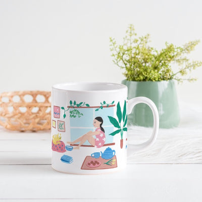 Hustle and have fun ceramic, colourful coffee mug