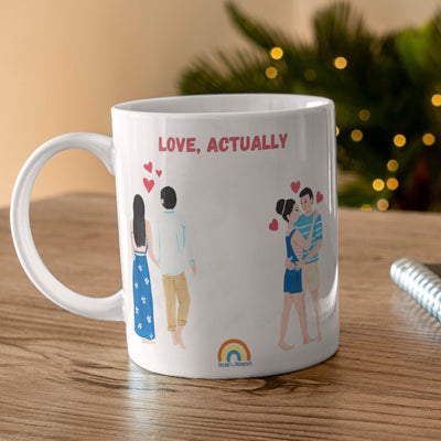 Love actually, colorful, ceramic coffee mug